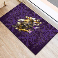 Odin Allfather Viking Rubber Doormat Epic Norse Mythology Illustration with Runic Circle Art