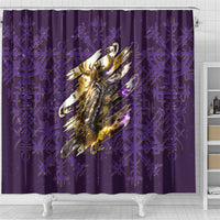 Odin Allfather Viking Shower Curtain Epic Norse Mythology Illustration with Runic Circle Art