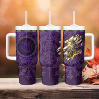 Odin Allfather Viking Tumbler With Handle Epic Norse Mythology Illustration with Runic Circle Art