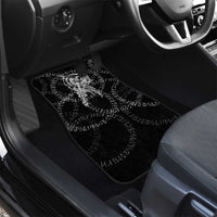 Norse Dragon and Viking Axe Car Mats Monochrome Runic Line Art Illustration