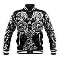 Viking Runes and Norse Mythology Symbols Baseball Jacket Celtic Knotwork Tribal Illustration Style