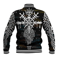 Viking Runes and Norse Mythology Symbols Baseball Jacket Celtic Knotwork Tribal Illustration Style
