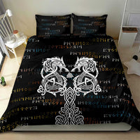 Viking Runes and Norse Mythology Symbols Bedding Set Celtic Knotwork Tribal Illustration Style