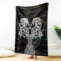 Viking Runes and Norse Mythology Symbols Blanket Celtic Knotwork Tribal Illustration Style