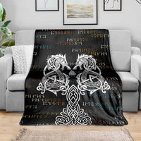 Viking Runes and Norse Mythology Symbols Blanket Celtic Knotwork Tribal Illustration Style