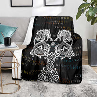 Viking Runes and Norse Mythology Symbols Blanket Celtic Knotwork Tribal Illustration Style