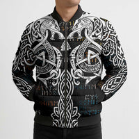 Viking Runes and Norse Mythology Symbols Bomber Puffer Jacket Celtic Knotwork Tribal Illustration Style