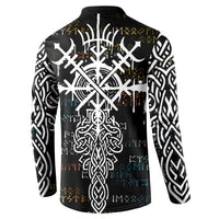 Viking Runes and Norse Mythology Symbols Button Sweatshirt Celtic Knotwork Tribal Illustration Style