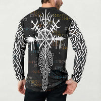 Viking Runes and Norse Mythology Symbols Button Sweatshirt Celtic Knotwork Tribal Illustration Style
