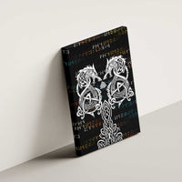 Viking Runes and Norse Mythology Symbols Canvas Wall Art Celtic Knotwork Tribal Illustration Style