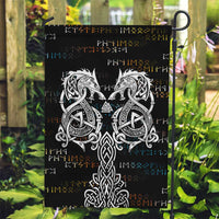 Viking Runes and Norse Mythology Symbols Garden Flag Celtic Knotwork Tribal Illustration Style