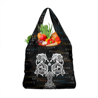 Viking Runes and Norse Mythology Symbols Grocery Bag Celtic Knotwork Tribal Illustration Style