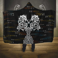 Viking Runes and Norse Mythology Symbols Hooded Blanket Celtic Knotwork Tribal Illustration Style