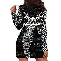 Viking Runes and Norse Mythology Symbols Hoodie Dress Celtic Knotwork Tribal Illustration Style