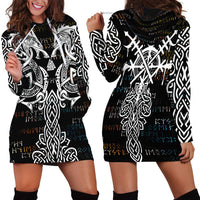 Viking Runes and Norse Mythology Symbols Hoodie Dress Celtic Knotwork Tribal Illustration Style