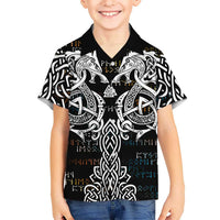 Viking Runes and Norse Mythology Symbols Kid Hawaiian Shirt Celtic Knotwork Tribal Illustration Style