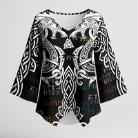 Viking Runes and Norse Mythology Symbols Kimono Sleeve Blouse Celtic Knotwork Tribal Illustration Style