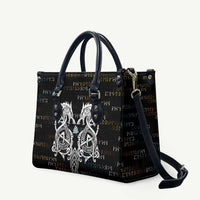 Viking Runes and Norse Mythology Symbols Leather Bag Celtic Knotwork Tribal Illustration Style