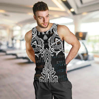 Viking Runes and Norse Mythology Symbols Men Tank Top Celtic Knotwork Tribal Illustration Style
