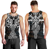 Viking Runes and Norse Mythology Symbols Men Tank Top Celtic Knotwork Tribal Illustration Style