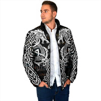 Viking Runes and Norse Mythology Symbols Padded Jacket Celtic Knotwork Tribal Illustration Style