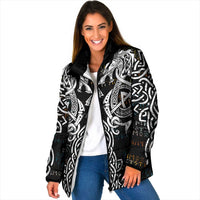 Viking Runes and Norse Mythology Symbols Padded Jacket Celtic Knotwork Tribal Illustration Style