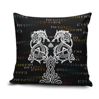 Viking Runes and Norse Mythology Symbols Pillow Cover Celtic Knotwork Tribal Illustration Style