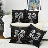 Viking Runes and Norse Mythology Symbols Pillow Cover Celtic Knotwork Tribal Illustration Style