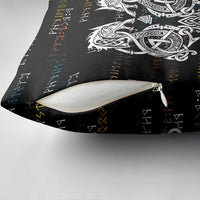 Viking Runes and Norse Mythology Symbols Pillow Cover Celtic Knotwork Tribal Illustration Style
