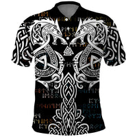 Viking Runes and Norse Mythology Symbols Polo Shirt Celtic Knotwork Tribal Illustration Style