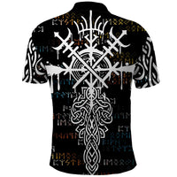 Viking Runes and Norse Mythology Symbols Polo Shirt Celtic Knotwork Tribal Illustration Style