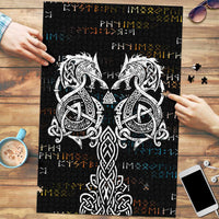 Viking Runes and Norse Mythology Symbols Puzzle Celtic Knotwork Tribal Illustration Style
