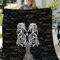 Viking Runes and Norse Mythology Symbols Quilt Celtic Knotwork Tribal Illustration Style
