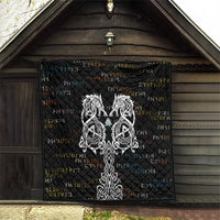 Viking Runes and Norse Mythology Symbols Quilt Celtic Knotwork Tribal Illustration Style