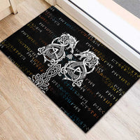 Viking Runes and Norse Mythology Symbols Rubber Doormat Celtic Knotwork Tribal Illustration Style