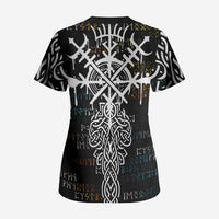 Viking Runes and Norse Mythology Symbols Scrub Top Celtic Knotwork Tribal Illustration Style