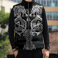 Viking Runes and Norse Mythology Symbols Sleeveless Puffer Jacket Celtic Knotwork Tribal Illustration Style