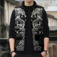 Viking Runes and Norse Mythology Symbols Sleeveless Puffer Jacket Celtic Knotwork Tribal Illustration Style