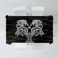 Viking Runes and Norse Mythology Symbols Tablecloth Celtic Knotwork Tribal Illustration Style
