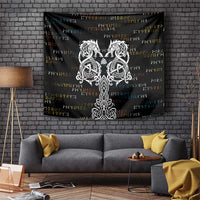 Viking Runes and Norse Mythology Symbols Tapestry Celtic Knotwork Tribal Illustration Style