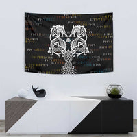 Viking Runes and Norse Mythology Symbols Tapestry Celtic Knotwork Tribal Illustration Style