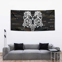 Viking Runes and Norse Mythology Symbols Tapestry Celtic Knotwork Tribal Illustration Style