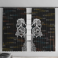 Viking Runes and Norse Mythology Symbols Window Curtain Celtic Knotwork Tribal Illustration Style