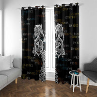 Viking Runes and Norse Mythology Symbols Window Curtain Celtic Knotwork Tribal Illustration Style