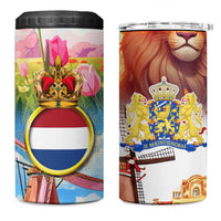 Dutch Lion Design 4 in 1 Can Cooler Tumbler with Tulips Windmills Bicycles and Coat of Arms