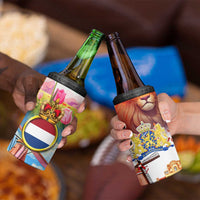 Dutch Lion Design 4 in 1 Can Cooler Tumbler with Tulips Windmills Bicycles and Coat of Arms