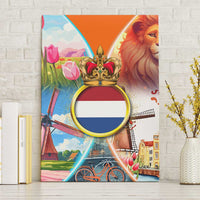 Dutch Lion Design Canvas Wall Art with Tulips Windmills Bicycles and Coat of Arms