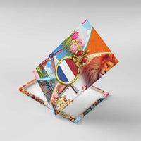 Dutch Lion Design Canvas Wall Art with Tulips Windmills Bicycles and Coat of Arms