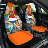 Dutch Lion Design Car Seat Cover with Tulips Windmills Bicycles and Coat of Arms