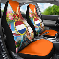 Dutch Lion Design Car Seat Cover with Tulips Windmills Bicycles and Coat of Arms